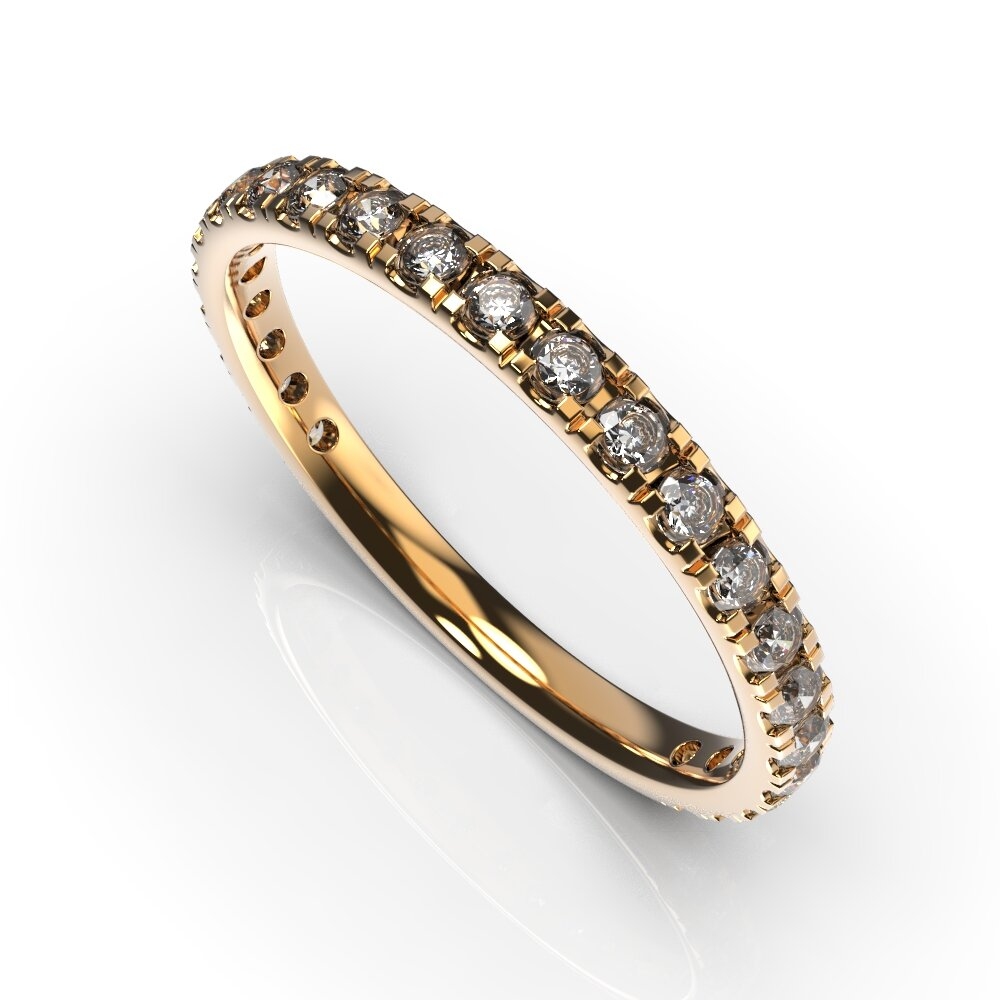 Red Gold Diamond Wedding Ring 210462421
