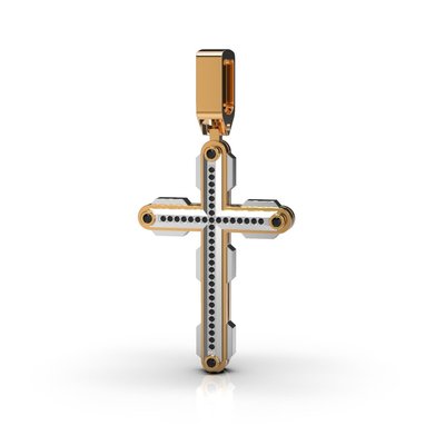 Крестик с комбинированных металлов, с бриллиантами 111462422