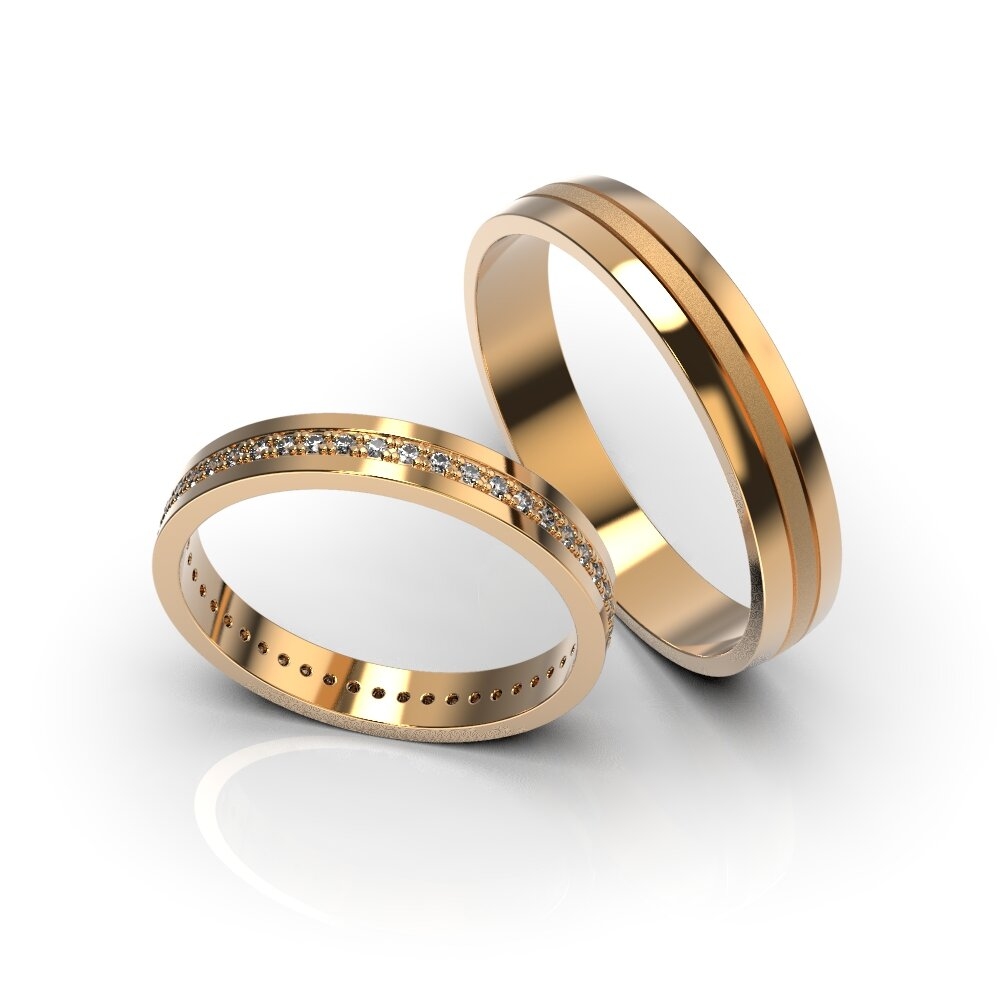 Red Gold Diamond Wedding Ring 29382421