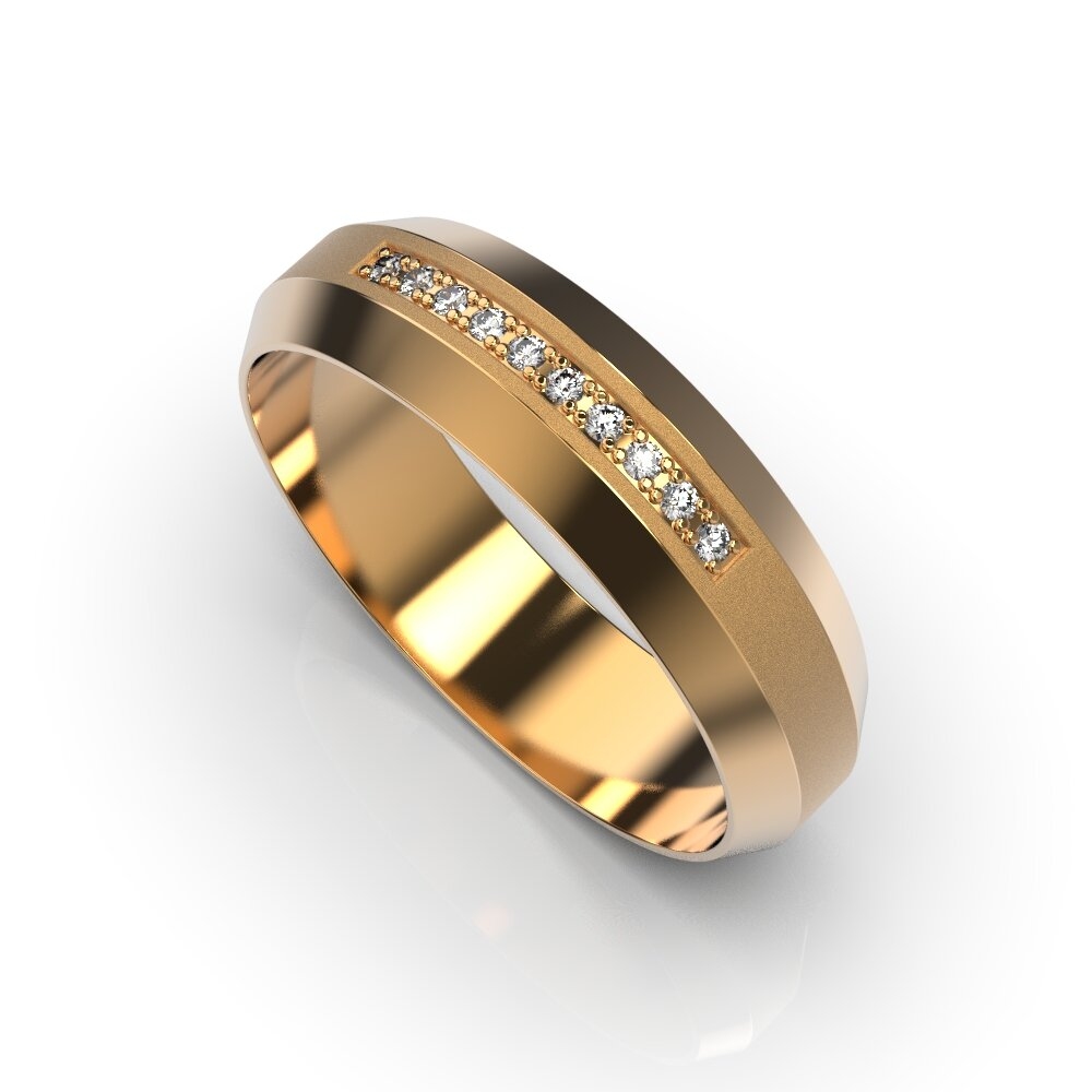 Red Gold Diamond Wedding Ring 211852421