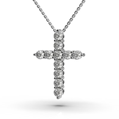 Кольє з білого золота, з хрестиком, з діамантами 112131121 від виробника ювелірних прикрас LUNET JEWELLERY по ціні 21 860 грн грн.