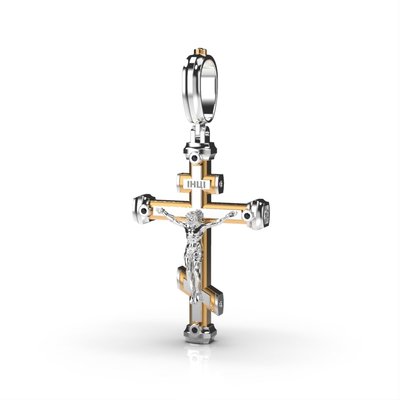 Крестик из комбинированных металлов, с бриллиантами 110341122